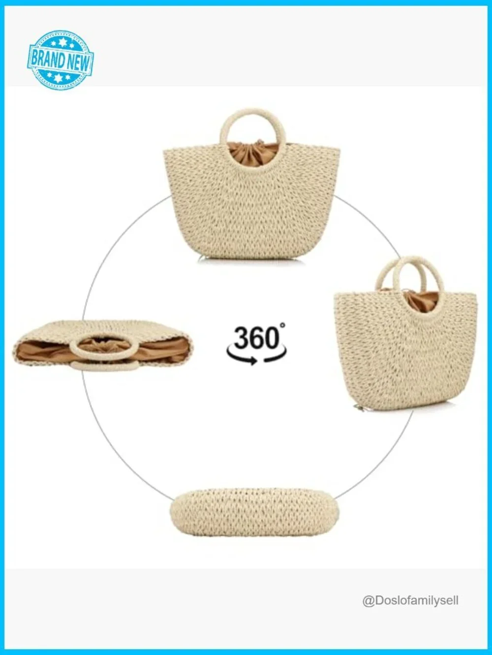Natural Straw Handwoven Beach Hobo Tote Bag Large Capacity Travel Shoulder